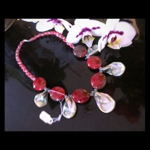 Red and green modern necklace